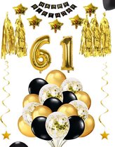 61 jaar verjaardag feest pakket Versiering Ballonnen voor feest 61 jaar. Ballonnen slingers sterren opblaasbare cijfers 61