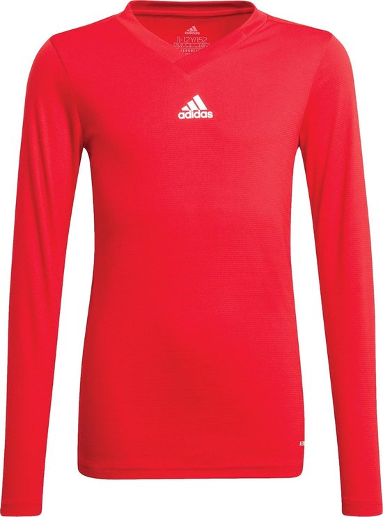 adidas Team Base Longsleeve Junior  Sportshirt - Maat 164  - Unisex - Rood/Wit