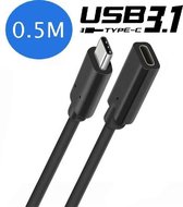 USB-C 3.1 Verlengkabel - USB type C kabel - Gecertificeerd - Female naar Male adapter -  Ondersteund 4K - 0.5 Meter