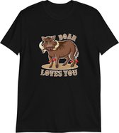 Valheim T-shirt - Boar Loves You - Zwart - Maat XL - Heren
