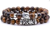 ARMBAND CADEAU ARMBAND - / boeddha Armband | Bedel armband| Bruin | Armband - gebedsarmband