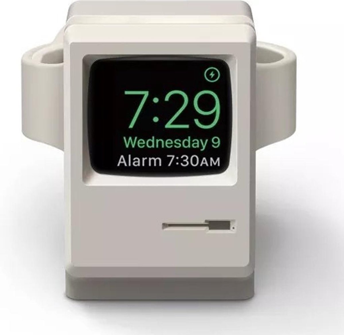 By Qubix retro oplader geschikt voor de Apple Watch - Lichtgrijs - Jouw oplader is nu omgetoverd tot de eerste Apple computer uit de geschiedenis