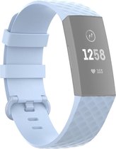 By Qubix - Fitbit Charge 3 & 4 siliconen diamant pattern bandje (Small) - Lichtblauw - Fitbit charge bandjes