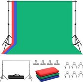 PULUZ 2x3m Fotostudio Achtergrond Ondersteuning Stand Achtergrond Lat Beugel Kit met Rood / Blauw / Groen Achtergronden