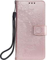 Shop4 - Samsung Galaxy A52 Hoesje - Wallet Case Mandala Patroon Rosé Goud