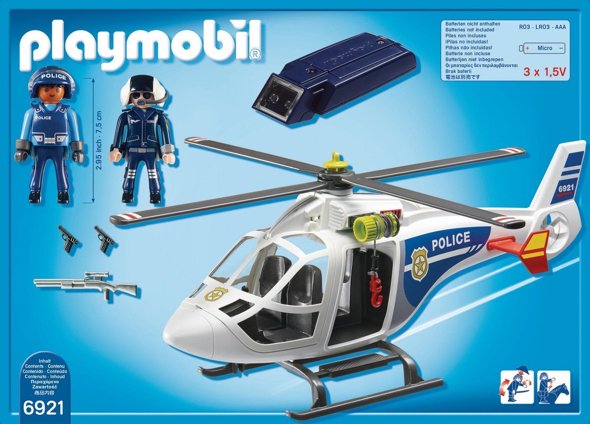 Omhoog gaan Regan Permanent PLAYMOBIL City Action Politiehelikopter met LED-zoeklicht - 6921 | bol.com