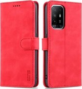 Voor OPPO A94 5G/A95 5G AZNS Huid Voelen Kalf Textuur Horizontale Flip Lederen Case met Kaartsleuven & Houder & Portemonnee (Rood)