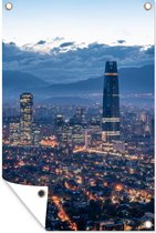 Tuindecoratie Santiago bij nacht - 40x60 cm - Tuinposter - Tuindoek - Buitenposter