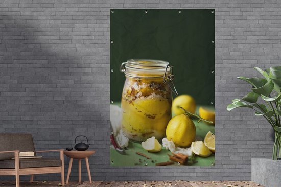 Citrons marocains dans un pot de conservation affiche de jardin toile en vrac 120x180 cm - Toile de jardin / Toile d'extérieur / Peintures d'extérieur (décoration de jardin) XXL / Groot format!