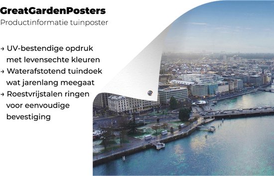 Panorama de Geneva Suisse en hiver affiche de jardin toile en vrac 80x40 cm - petit - Toile de jardin / Toile d'extérieur / Peintures d'extérieur (décoration de jardin)