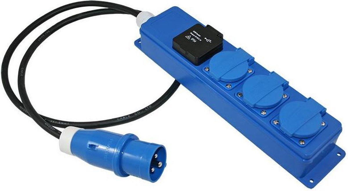 Haba Quatro Unit 1.5 meter + USB - verdeelstekker camping