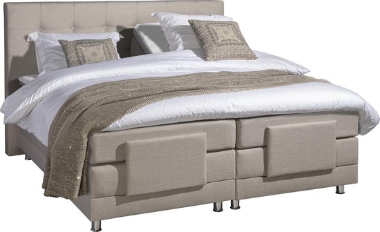 Anno 1588 Elektrische Boxspring LUXA - Pocketvering - Luxe Topper - Beige - 180x200 cm - Inclusief Montage + Dekbed en Kussens