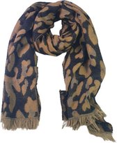 Musthave sjaal - panter print - Zwart/ Bruin - Polyester - Onesize  Lange Sjaal
