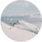 Dibond Wandcirkel - Skipiste - 90x90cm Foto op Aluminium Wandcirkel (met ophangsysteem)