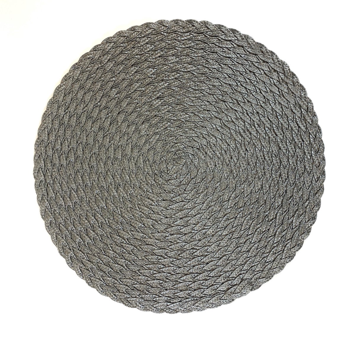 Lucy's Living Luxe gevlochten placemat HAS grijs/bruin - ∅ 39 cm - polypropyleen – kunststof – bruin
