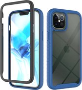 iPhone XR Full Body Hoesje - 2-delig Rugged Back Cover Siliconen Case TPU Schokbestendig - Apple iPhone XR - Transparant / Donkerblauw