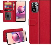 Xiaomi Redmi Note 10 / Note 10S hoesje - MobyDefend Wallet Book Case (Sluiting Achterkant) - Rood - GSM Hoesje - Telefoonhoesje Geschikt Voor: Xiaomi Redmi Note 10 / Xiaomi Redmi N