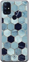 OnePlus Nord N10 5G hoesje siliconen - Blue cubes | OnePlus Nord N10 5G case | blauw | TPU backcover transparant