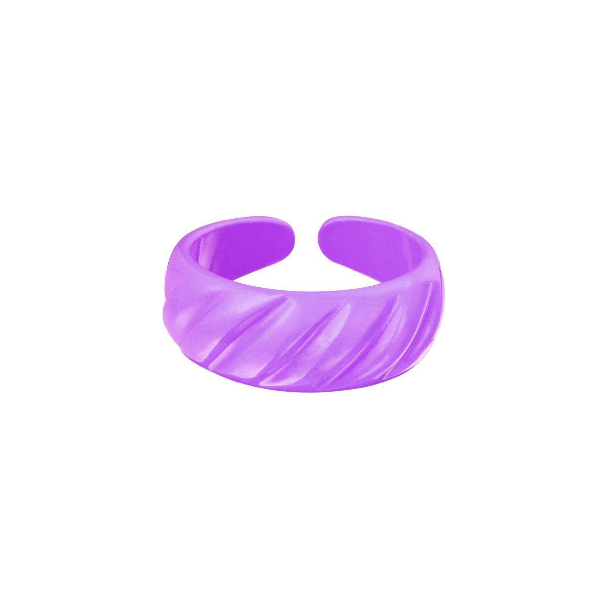 Bukuri Jewelry - Candy Ring Diagonal Ridge paars - lila - verstelbaar - one size