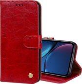 Business Style Oil Wax Texture Horizontal flip leren tas voor iPhone XR, met houder & kaartsleuven & portemonnee (rood)