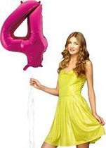 Pink cijfer ballon 4 inclusief helium gevuld.