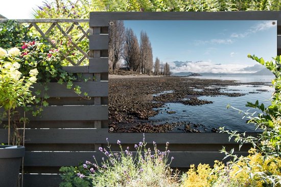 La côte du lac Wanaka en Nouvelle-Zélande affiche de jardin 120x80 cm - Toile de jardin / Toile d'extérieur / Peintures pour l'extérieur (décoration de jardin)