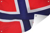 Muurdecoratie Close-up van de vlag van Noorwegen - 180x120 cm - Tuinposter - Tuindoek - Buitenposter