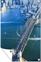 Muurdecoratie Uitzicht over de Sydney Harbour Bridge in Australië - 120x180 cm - Tuinposter - Tuindoek - Buitenposter