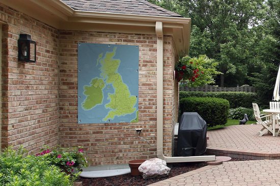 Affiche de jardin - Toile de jardin - Posters de jardin extérieur - dessin d'une carte détaillée du Royaume-Uni - 90x120 cm - Jardin