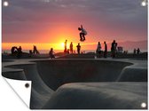 Affiche de jardin Skateboarders à Venice Beach au coucher du soleil - 120x90 cm