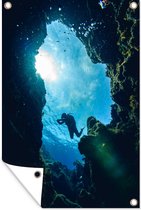 Muurdecoratie Duiker in een zee grot - 120x180 cm - Tuinposter - Tuindoek - Buitenposter