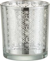J-Line Theelichthouder Oosters Glas Zilver Set van 10 stuks