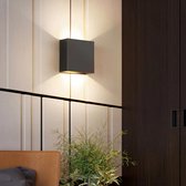 Up & Down Wandlamp LED – 10x10cm Warm white Buitenlamp – Kubus Verlichting Zwart – Buitenverlichting