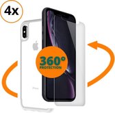 Fooniq Silicone Hoesje Transparant 4x + Screenprotector 4x - Geschikt Voor Apple iPhone X/XS