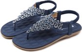 Sandalen - Dames - Somme Bohemian - Met veel kleine diamanten - Blauw - maat 37