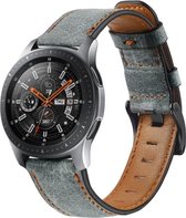 Smartwatch bandje - Geschikt voor Samsung Galaxy Watch 3 45mm, Gear S3, Huawei Watch GT 2 46mm, Garmin Vivoactive 4, 22mm horlogebandje - PU leer - Fungus - Fashion - Grijs