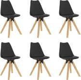 Medina Eetkamerstoelen 6 st PP en massief beukenhout zwart