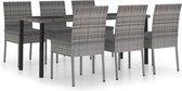 Medina 7-delige Tuinset poly rattan grijs