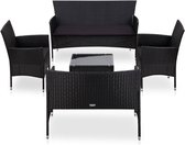 Medina 5-delige Loungeset met kussens poly rattan zwart