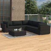 Medina 6-delige Loungeset met kussens poly rattan zwart