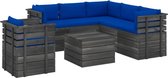 Medina 7-delige Loungeset met kussens pallet massief grenenhout