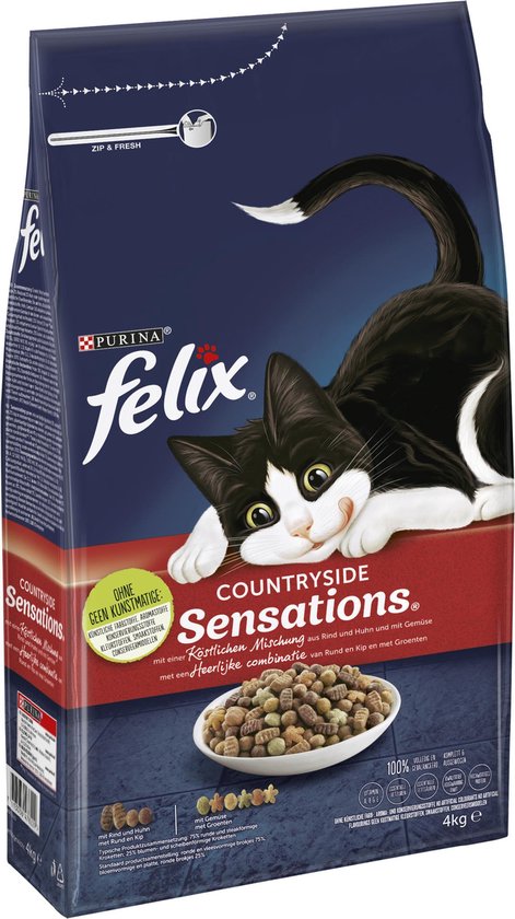 Felix Meaty Sensations - Katten droogvoer - Rund, Kip & Groenten - 4kg |  bol.com