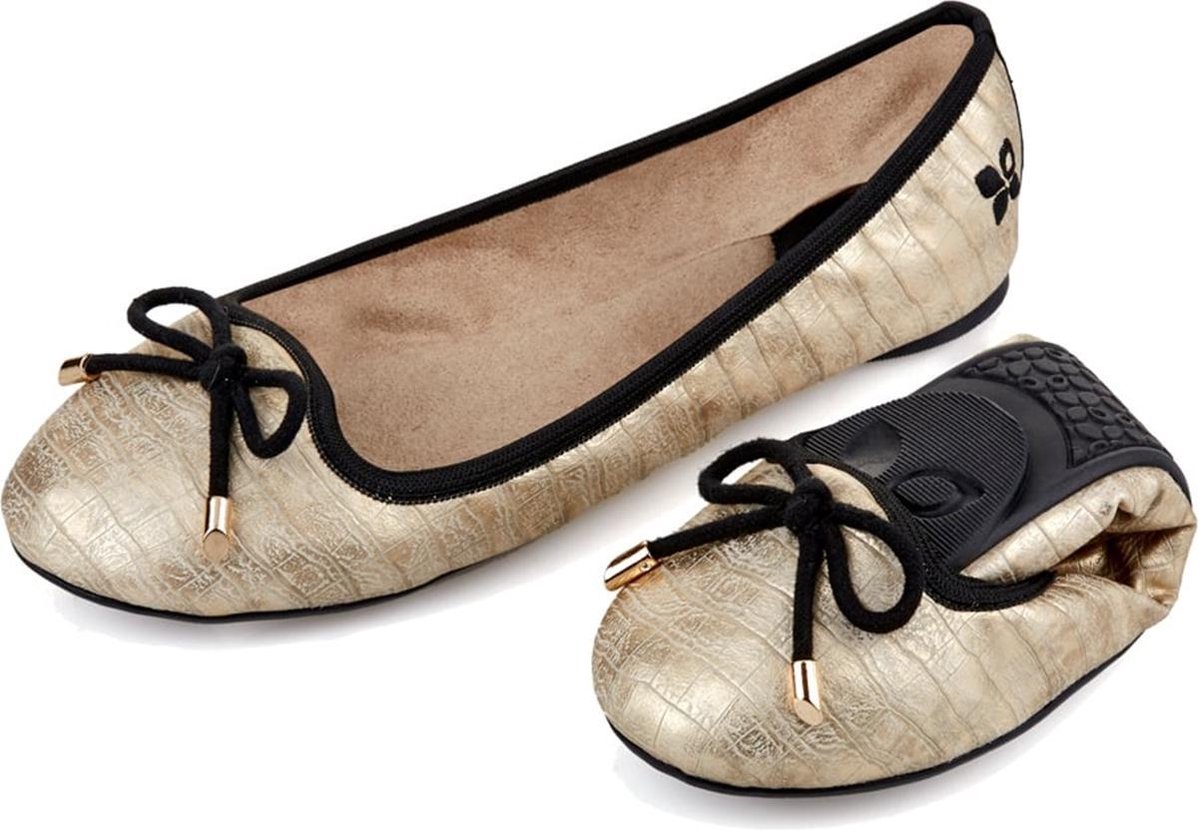 Sorprese – ballerina schoenen dames – Butterfly twist Francesca gold croc - maat 37 - ballerina schoenen meisjes - Cadeau