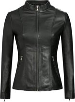 GILL'S CHIC BLACK - Dames Leren Jas - Biker Jack - 100% Lamsleer - Zwart