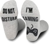Grappige Sokken Gaming - Grijs - Anti Slip - Do not Disturb - One Size - Cadeau Mannen - Huissokken - Housewarming - Verjaardag
