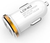 LDNIO DL-C22 2x USB Car Charger met Lightning Kabel - Wit