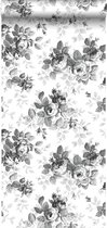 ESTAhome behang rozen zwart en wit - 138112 - 53 cm x 10,05 m