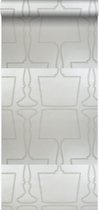 Origin behang lampen zilver - 307150 - 52 cm x 10,05 m