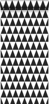 ESTAhome behang grafische driehoeken zwart en mat wit - 128845 - 53 cm x 10,05 m