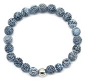 Dielay - Armband Dames - Kralen van Gebarsten Agaat - Elastisch Bandje - Marineblauw / Navy